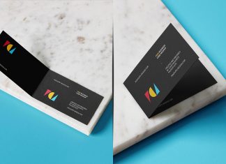 Free-Horizontal-Folded-Business-Card-Mockup-PSD-Set