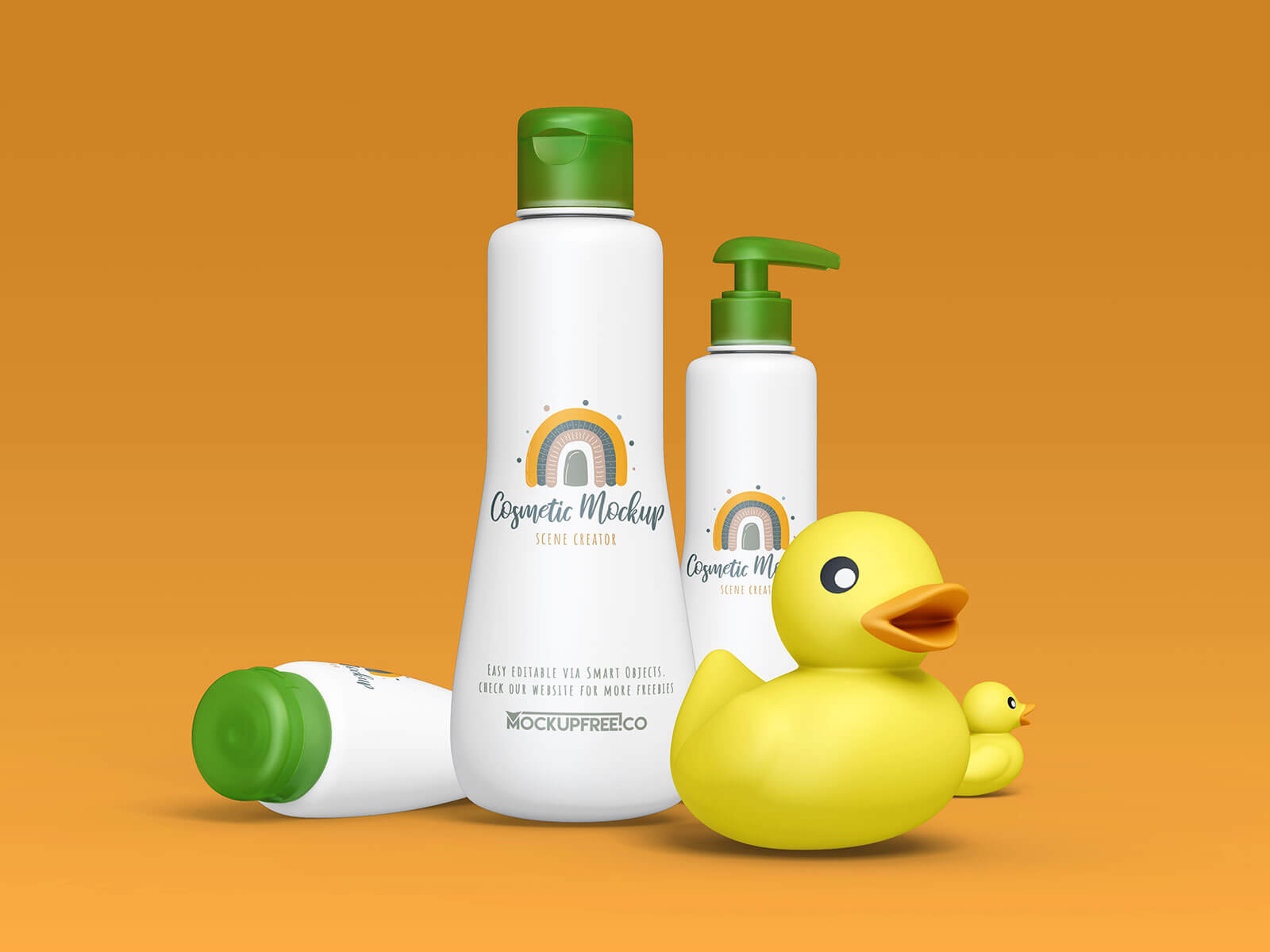 Free Kids Shampoo Bottle & Cream Tube Mockup PSD Set