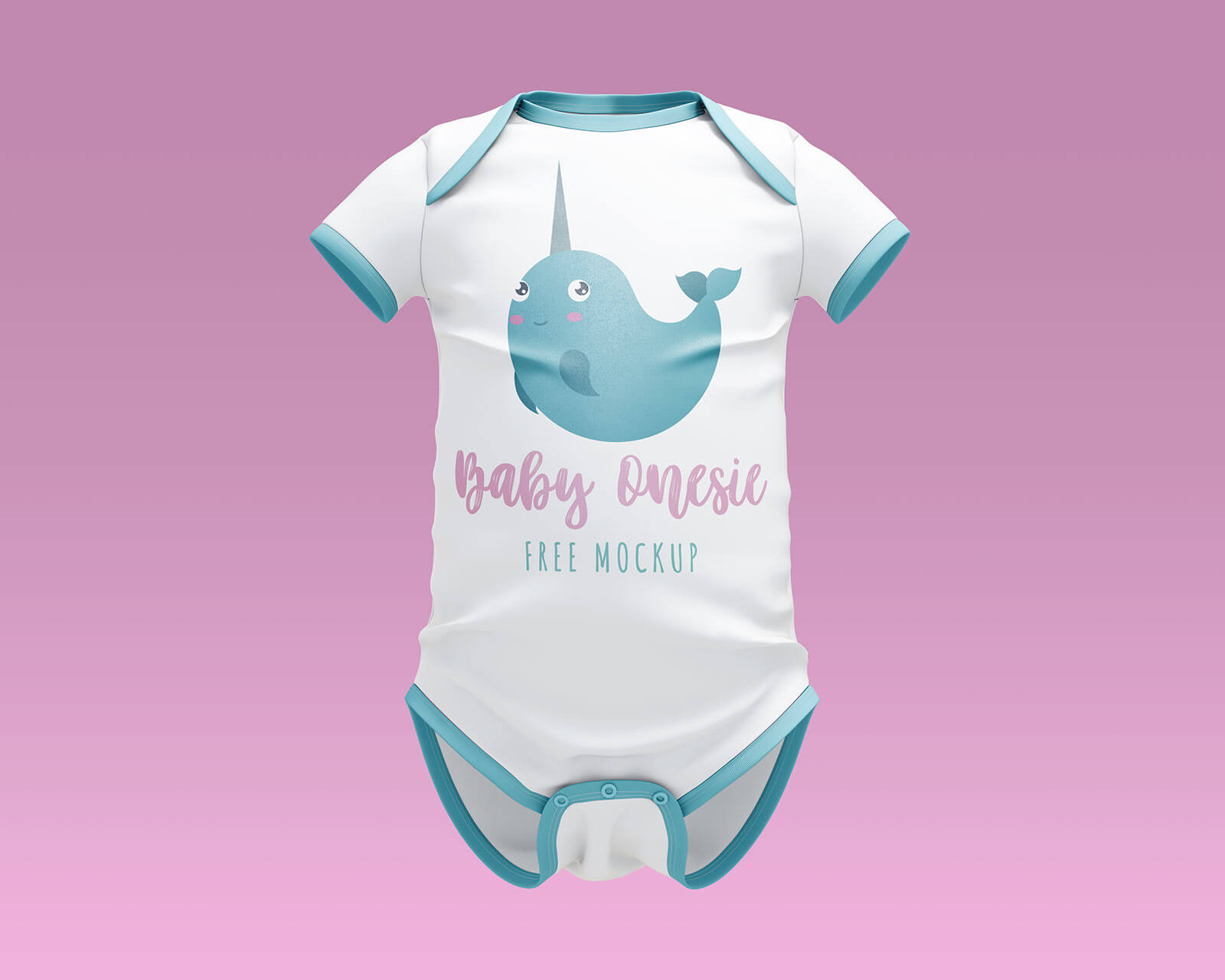 Free Short-Sleeve Bodysuit Baby Onesie Mockup PSD Set
