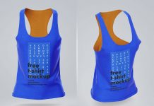 Free Women's Sleeveless T-Shirt Mockup PSD Set