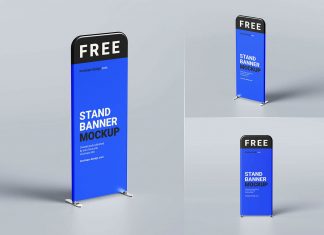 Free Display Banner Stand Mockup PSD Set