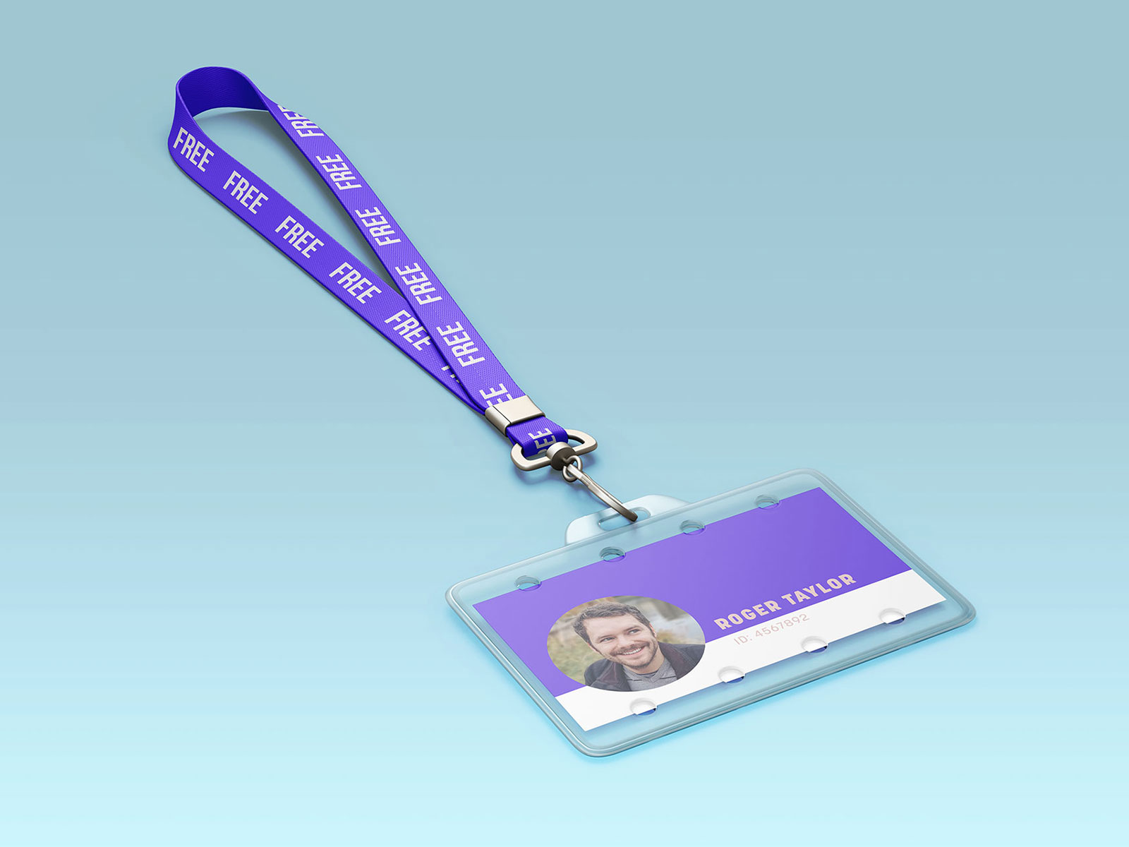 Free ID Card With Lanyard Mockup PSD Set