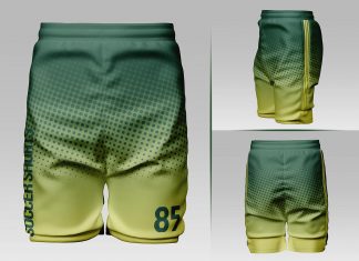 Free Men's Soccer Shorts Mockup PSD Set