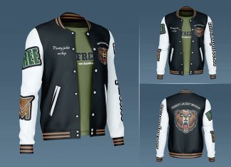 Free Men's Varsity Bomber Jacket Mockup PSD