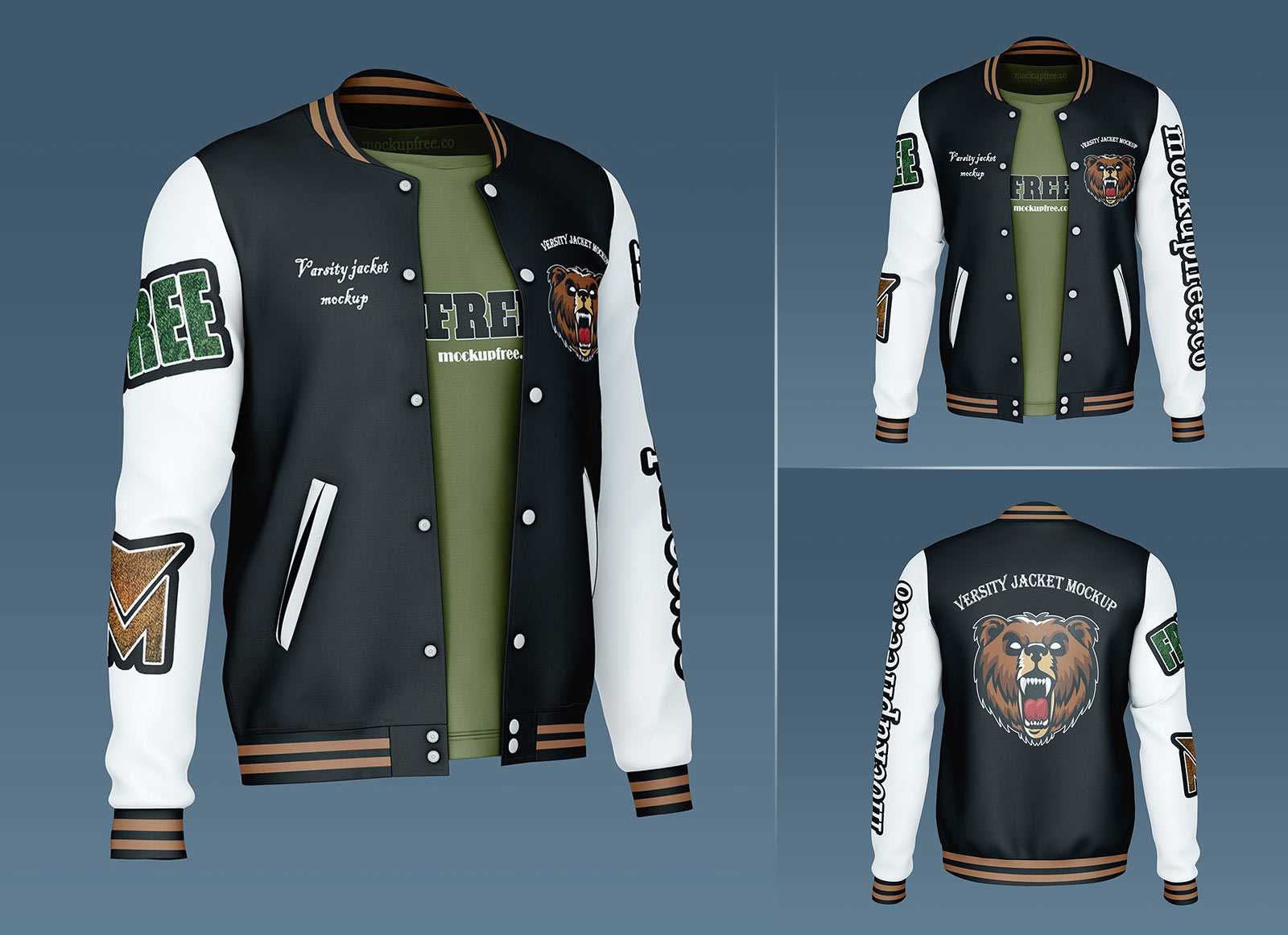 Download Free Men S Varsity Bomber Jacket Mockup Psd Set Good Mockups