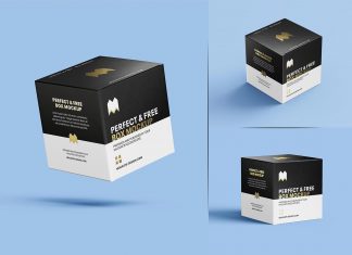 Free Square Box Packaging Mockup PSD Set