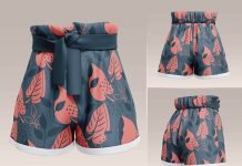 Free Women's Paperbag Shorts Mockup PSD Set
