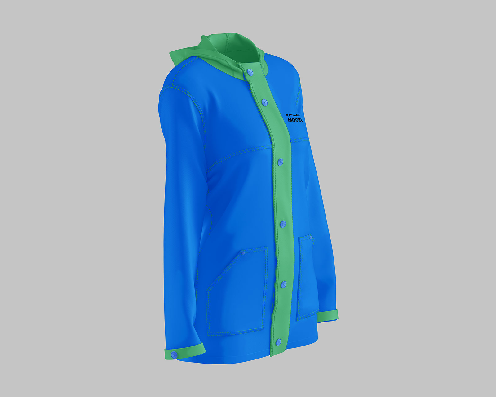 Free Rain Coat Jacket Mockup PSD Set