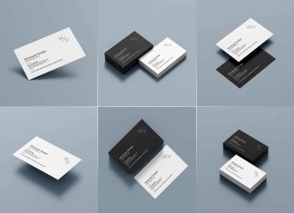 7 Free Black & White Business Card Mockup PSD Set