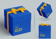 Free Square Gift Box Mockup PSD Set