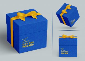 Free Square Gift Box Mockup PSD Set
