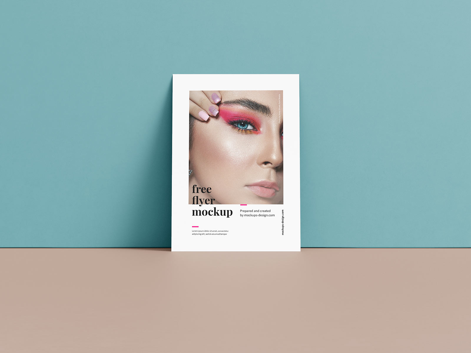 Free Leaning on Wall A6 Flyer Mockup PSD 