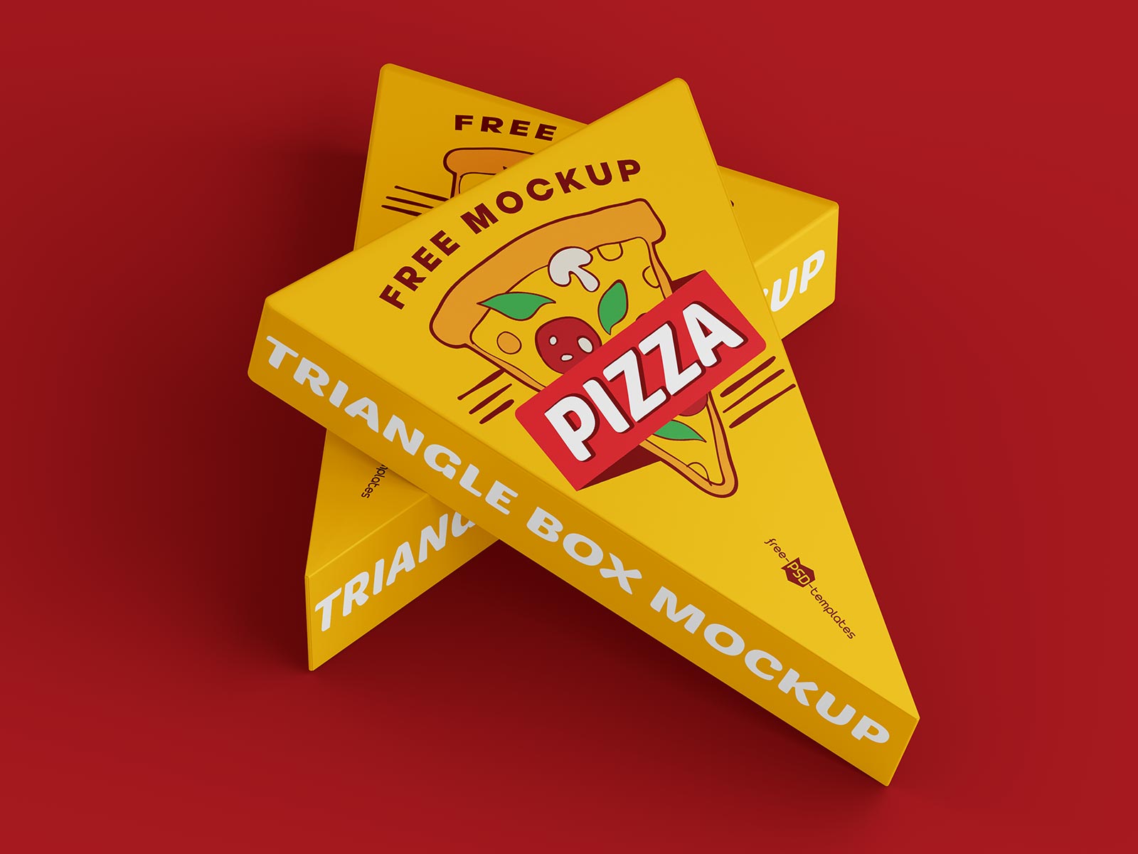 Free Triangle Pizza Box Mockup PSD Set
