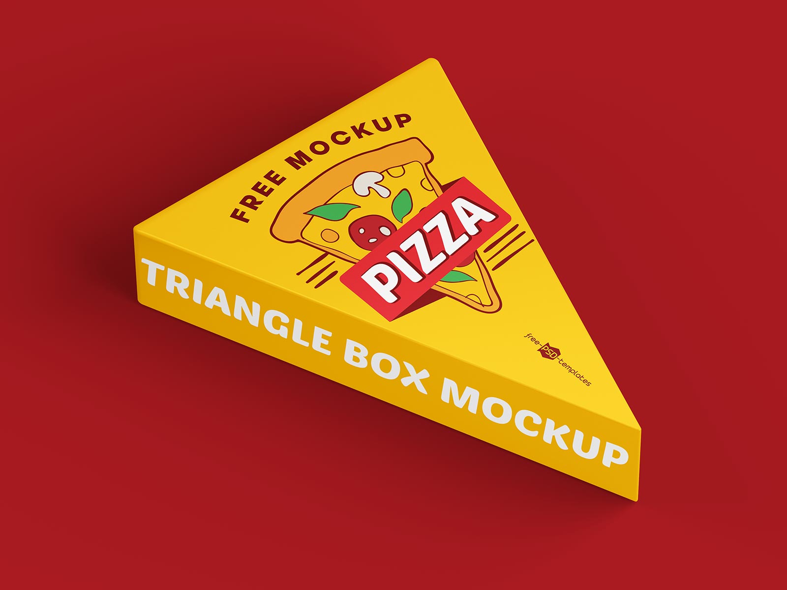 Free Triangle Pizza Box Mockup PSD Set