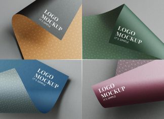 Free Curled Paper Logo Mockup PSD Set (5)