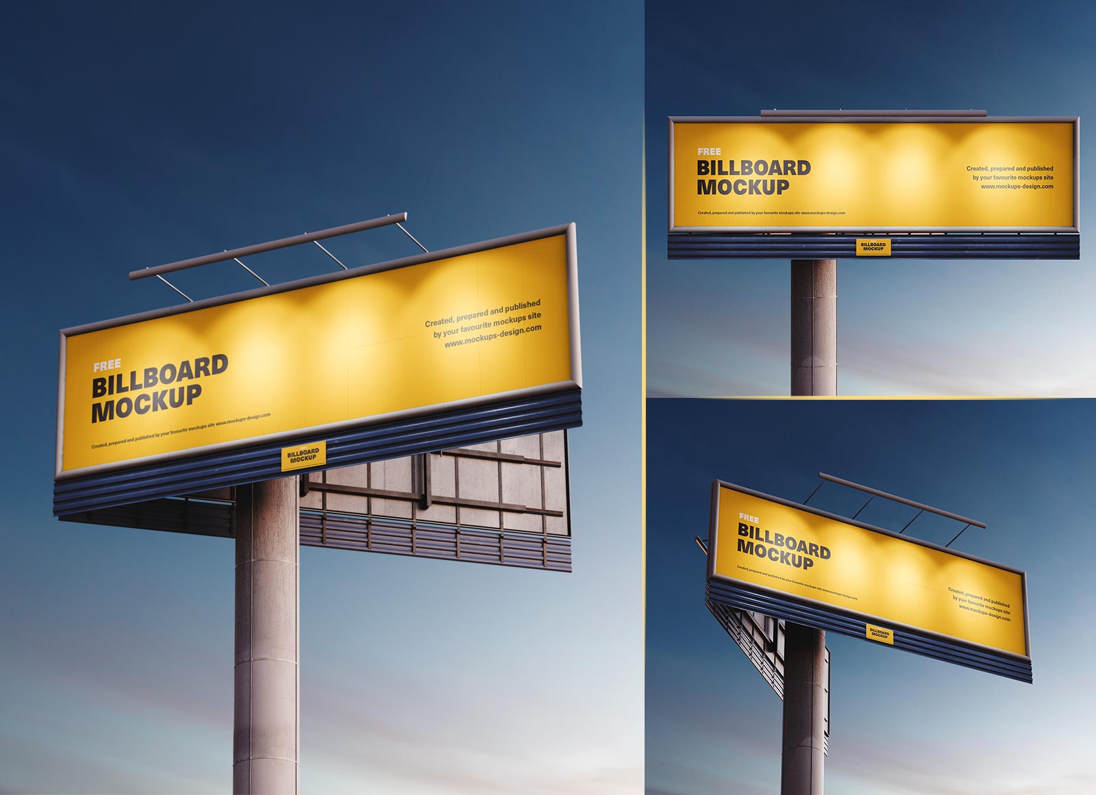 3 Free Twilight Billboard Mockup PSD Set - Good Mockups