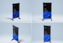Free Banner Display Stand Mockup PSD Set