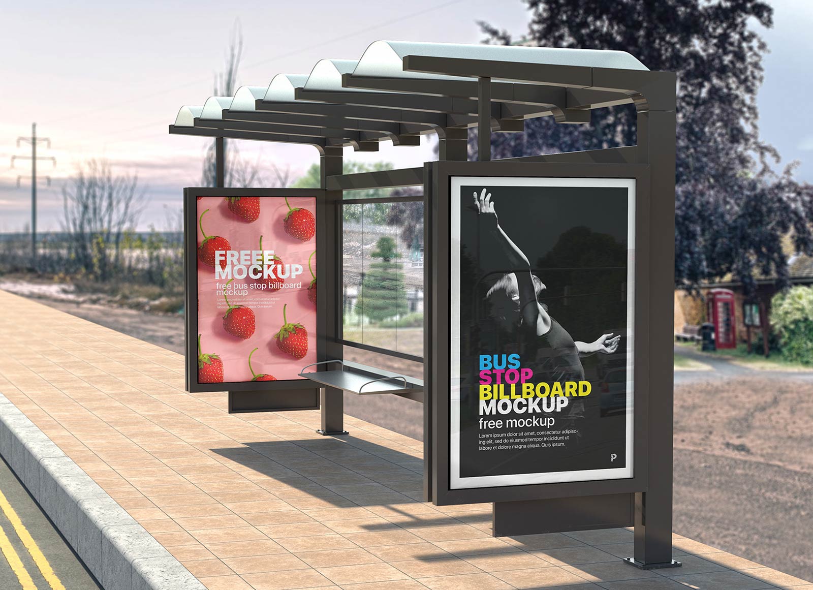 Free Bus Stop Advertising Mockup PSD - Good Mockups