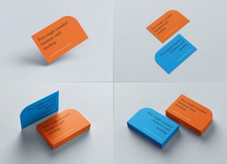 Free Single Rounded Corner Business Cards Mockup PSD Set