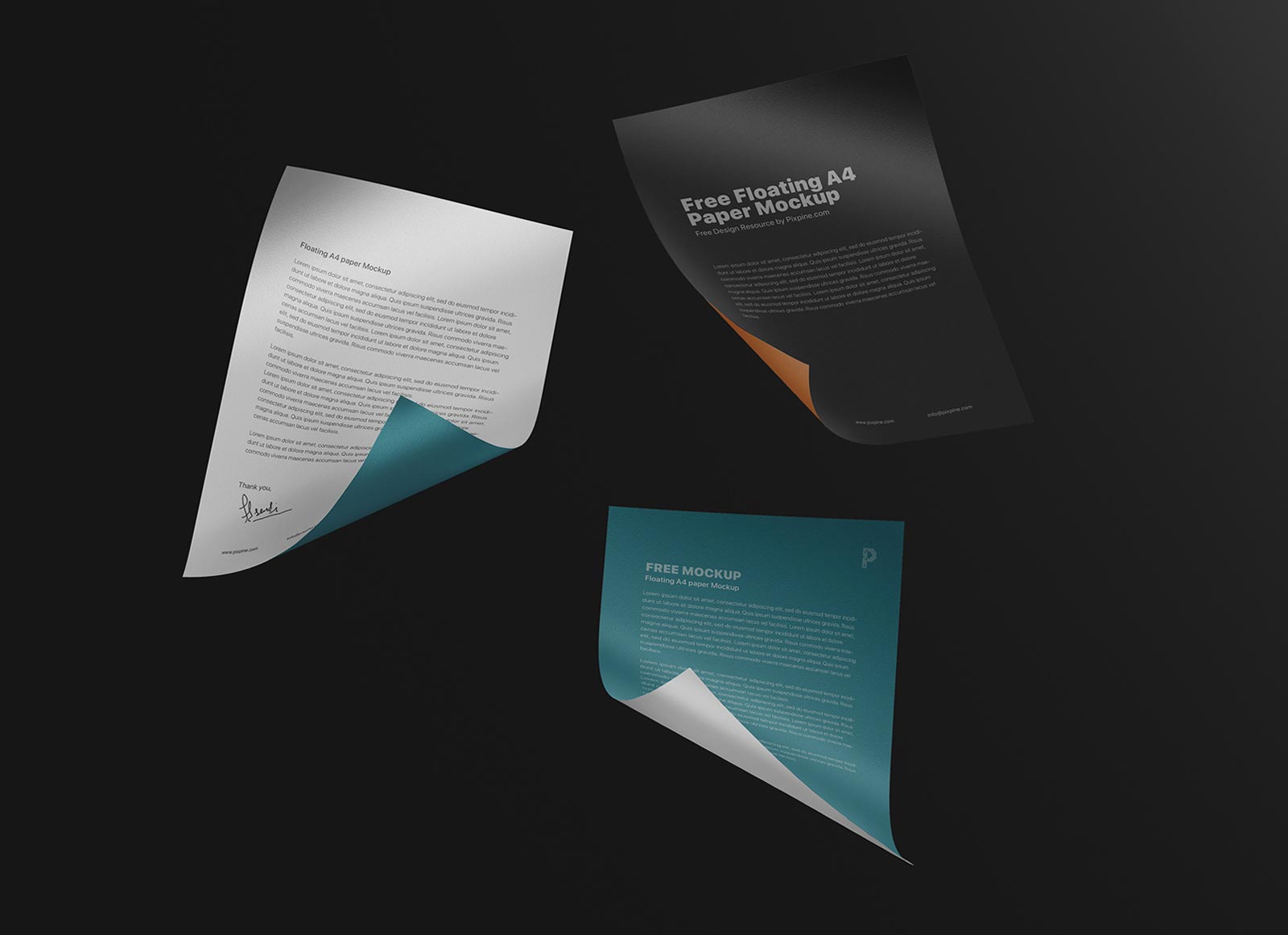 Free Floating A4 Page Curl Mockup PSD - Good Mockups