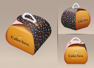 Free Cake Box Carry Packaging Mockup PSD Set