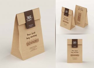 Free Disposable Paper Delivery Bag Mockup PSD Set