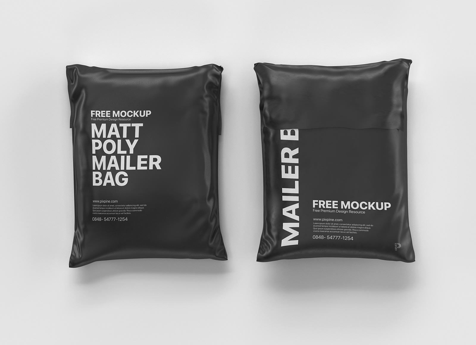 Free Matte Poly Mailer Bag Mockup PSD