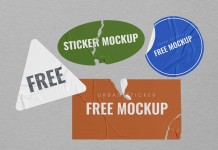 Free Square, Triangle, Round & Rectangle Sticker Mockup PSD