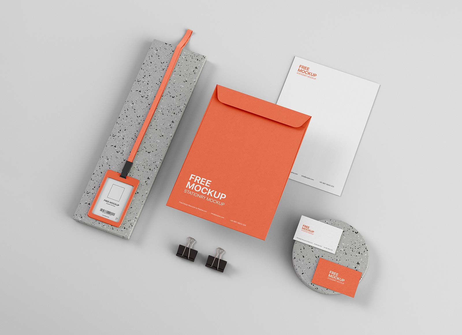 Free-Stationery-With-ID-Card-Mockup-PSD