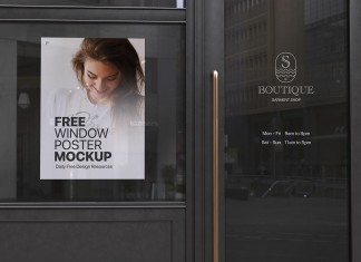 Free-Window-Poster-&-Logo-Mockup-PSD