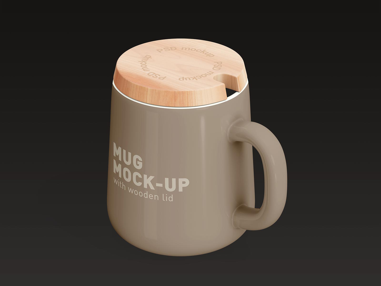 Free Wooden Lid Mug Mockup PSD Set