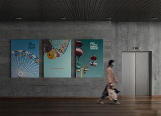 Free-Indoor-Advertising-Large-Canvas-Posters-On-Wall-Mockup-PSD