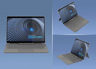 Free Microsoft Surface Pro 8 Laptop Mockup PSD Set
