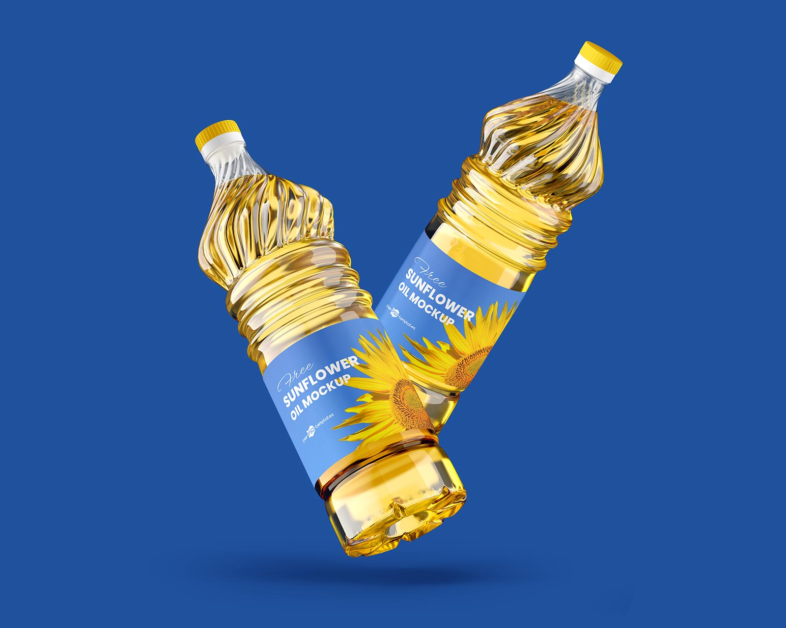 Free Sunflower Cooking Oil Bottle Mockup PSD Set