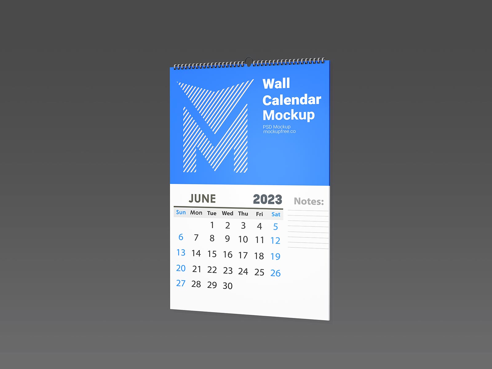 Free Wall Calendar 2023 Mockup PSD Set