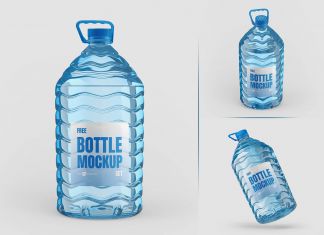 Free 20 Liter Plastic Water Mockup PSD Set
