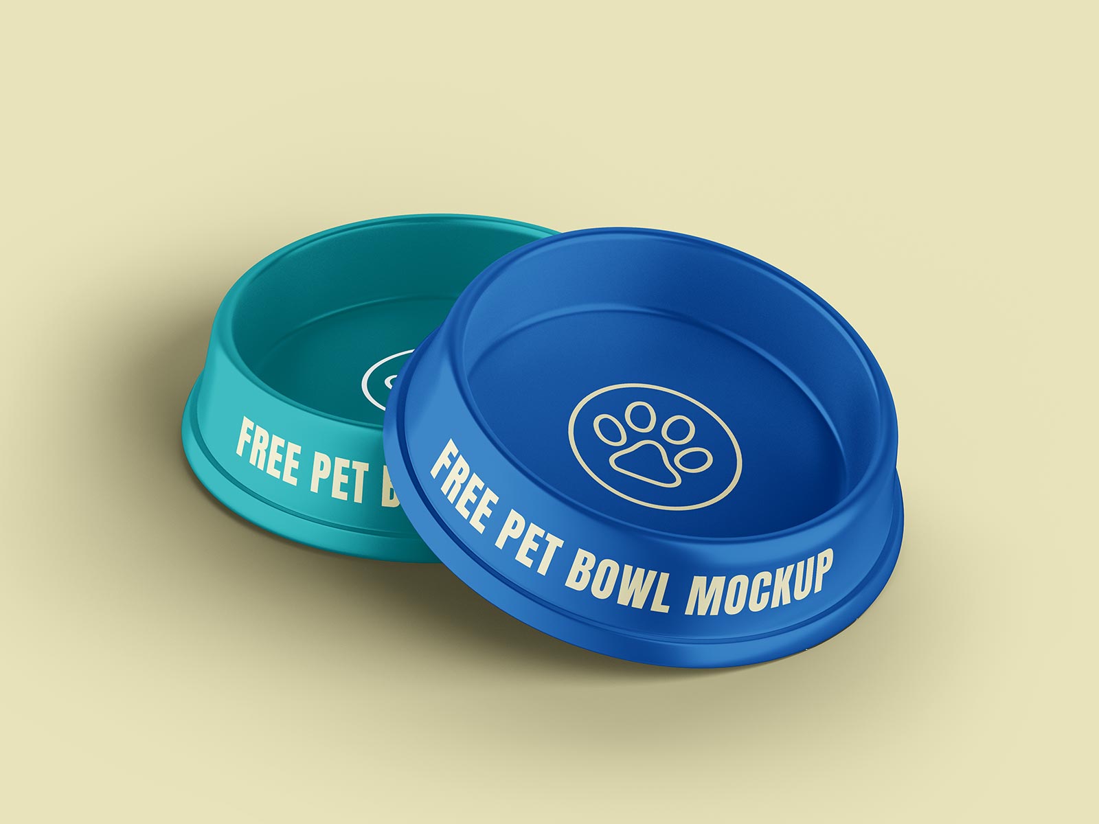 Free Cat Dog Food Feeding Bowl Mockup PSD Set