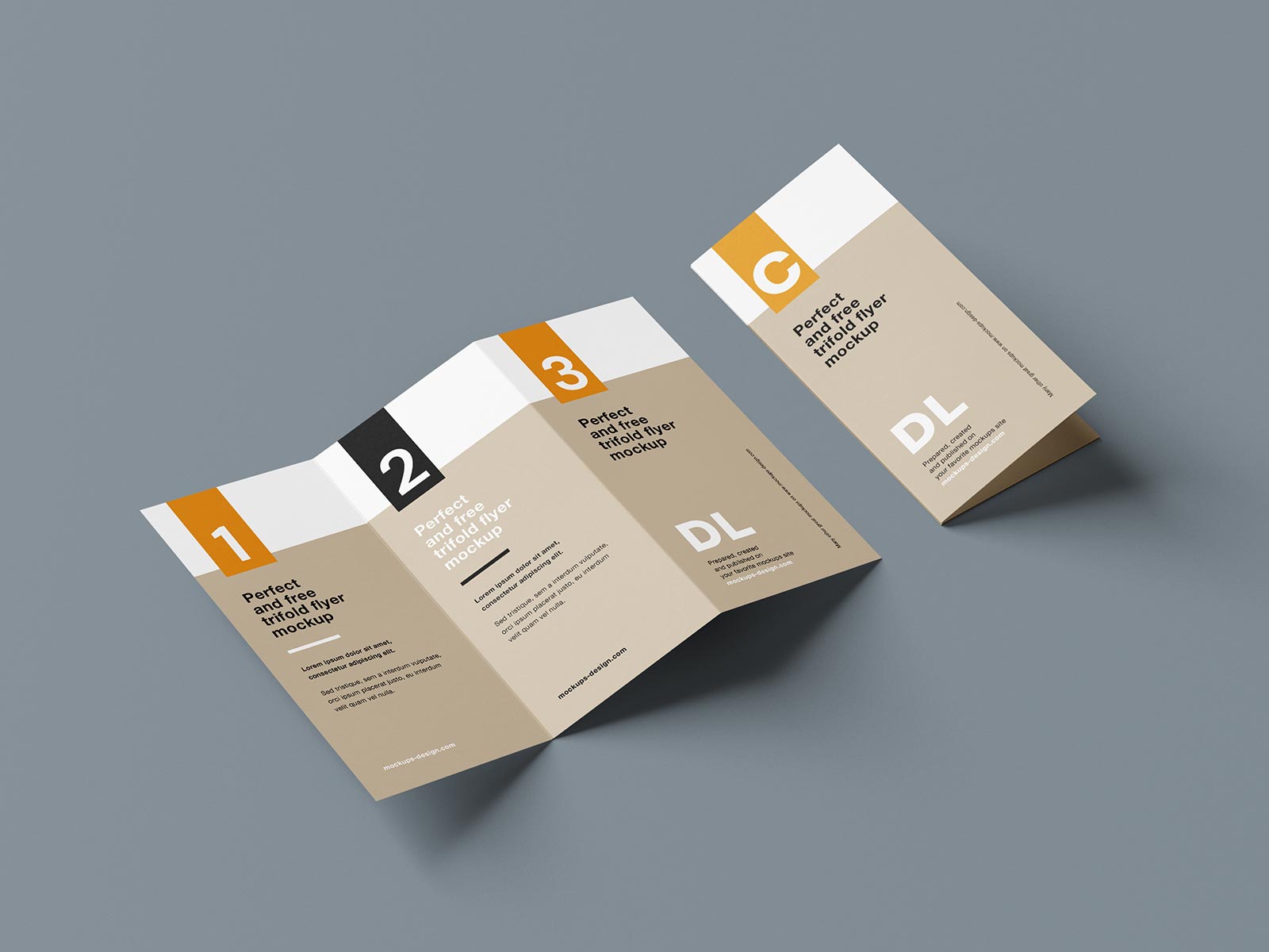 Free Clean Tri-Fold Brochure Mockup PSD Set