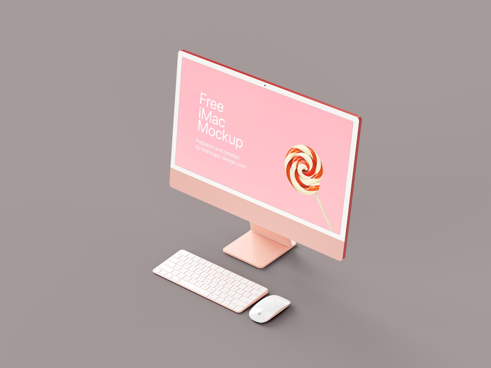 Free Pink iMac 24 Inches 2022 Mockup PSD Set