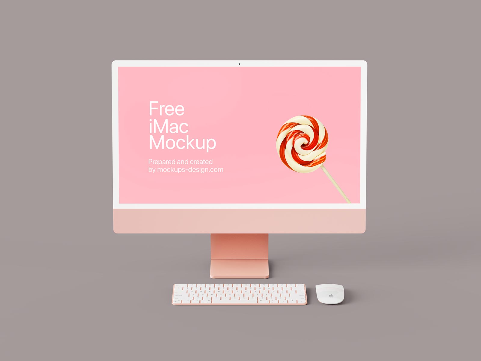 Free Pink iMac 24 Inches 2022 Mockup PSD Set