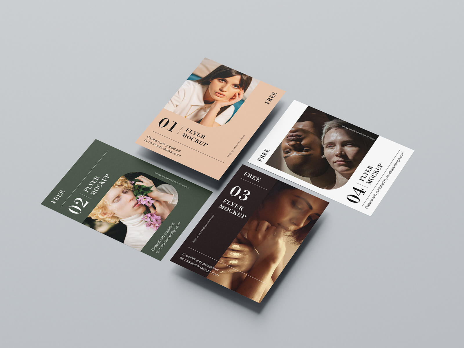 Free A4 Flyer Grid Mockup PSD Set   Good Mockups