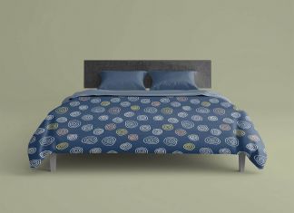 Free Bed Sheet Cover Linen Mockup PSD