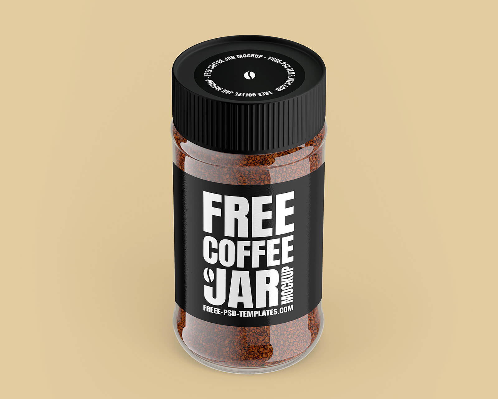 150g Glass Jar with Instant Coffee Mockup - Front View - Free