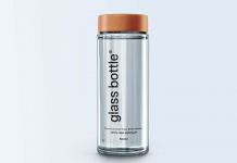 Free Cylindrical Clear Glass Bottle Mockup PSD