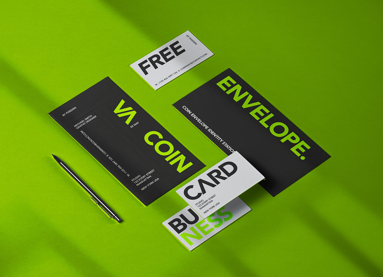Free-Envelope-&-Business-Card-Mockup-PSD