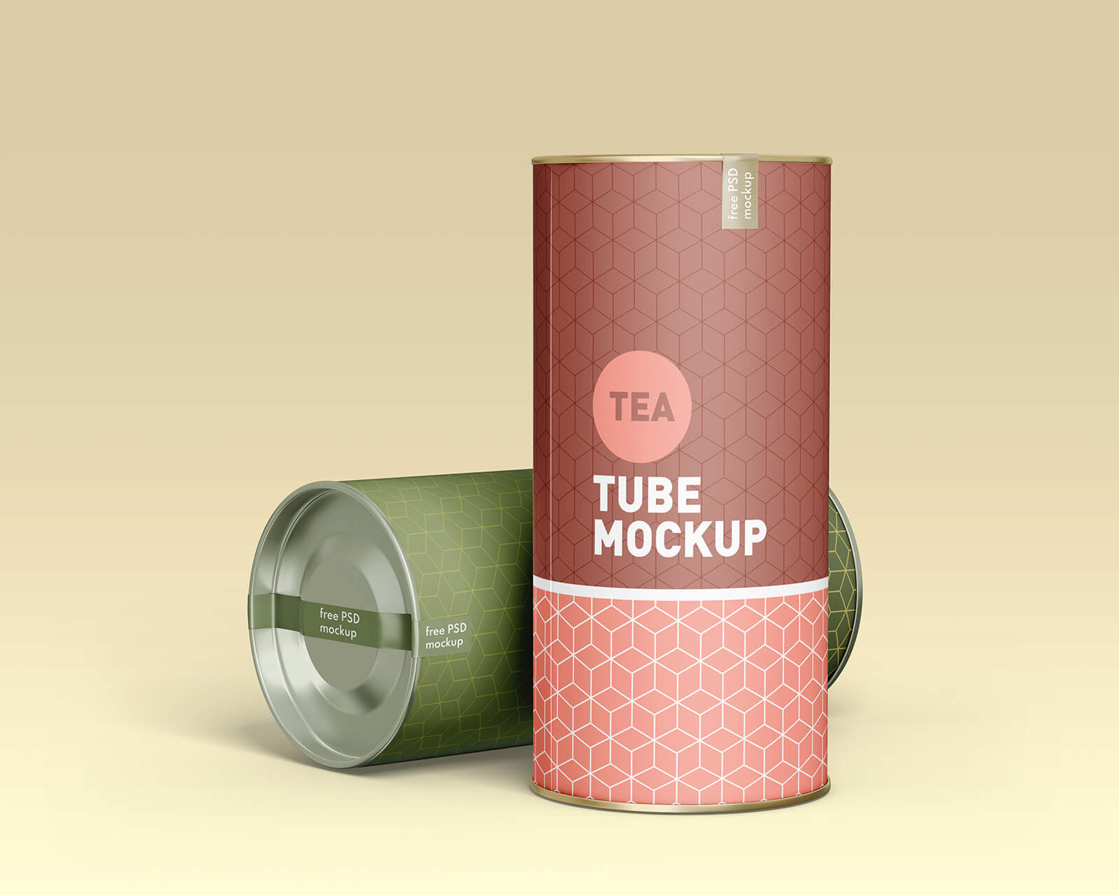 Free Kraft Paper Tube Cylinder Mockup PSD Set