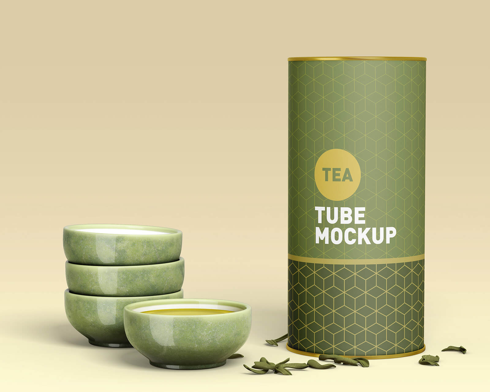 Free Kraft Paper Tube Cylinder Mockup PSD Set