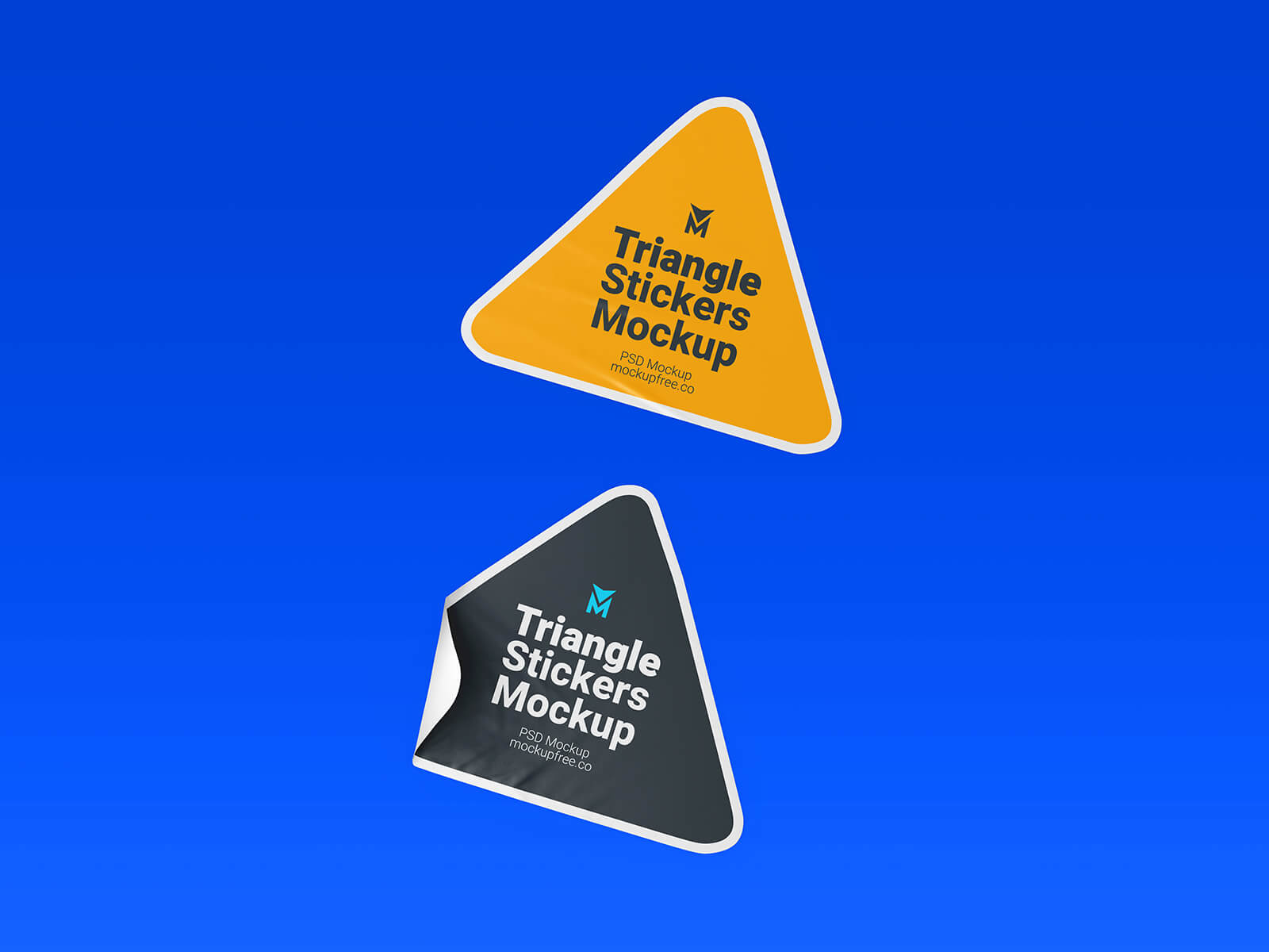 Free Triangle Shape Sticker Mockup PSD Set