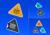 Free Triangle Shape Sticker Mockup PSD Set