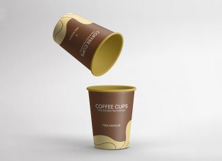 Free Two Coffee Cups Mockup PSD